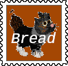 a stamp with  and the word bread, the cat, in it.