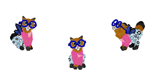 Lia, an orange cat with a black marking at the end of her tail and blue glasses, from the game Petz4